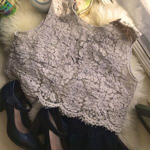 Jenny Yoo Delicate Lace Woman’s formal top Beige